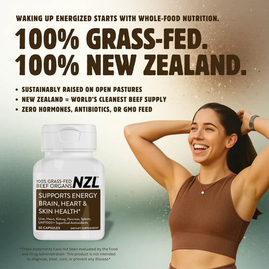 100% Grass-Fed Beef Organs NZL 30, Supports Energy, Brain, Heart & Skin Health, Liver, Heart, Kidney, Pancreas, Spleen, UAF1000+ Super Antioxidants