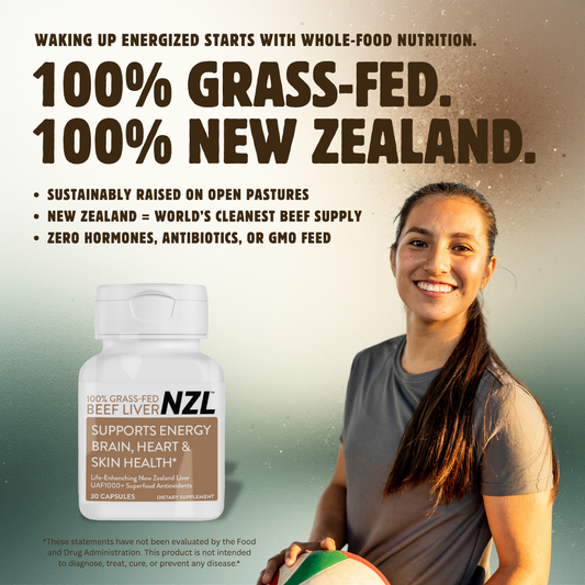 100% Grass-Fed Beef Liver NZL 30 Supports Energy, Brain, Heart & Skin Health, Life Enhanching New Zealand Liver, UAF1000+® Super Antioxidants