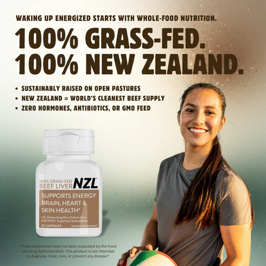 100% Grass-Fed Beef Liver NZL 30 Supports Energy, Brain, Heart & Skin Health, Life Enhanching New Zealand Liver, UAF1000+® Super Antioxidants