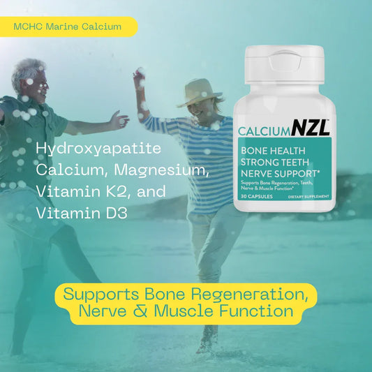NZL Calcium Plus, suplemento natural de calcio crudo de Nueva Zelanda para huesos, dientes, salud intestinal y apoyo cardiovascular, fósforo, magnesio, colágeno, selenio, 30 cápsulas