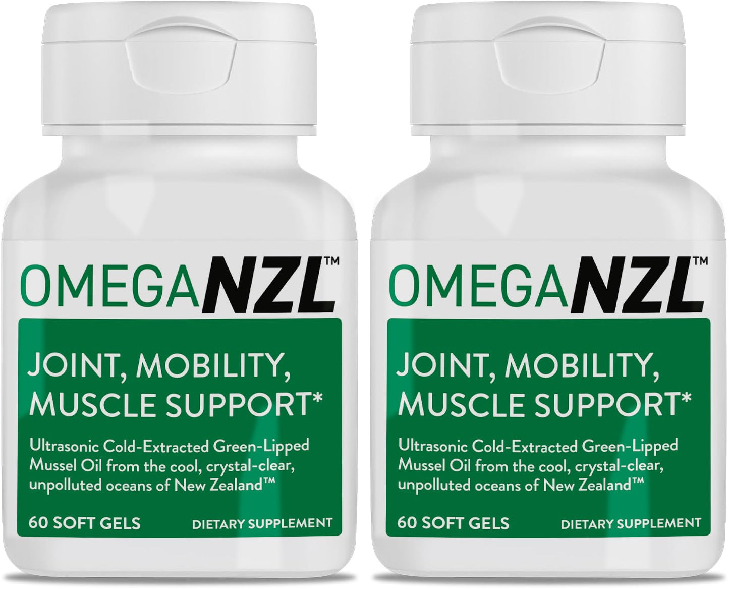 OmegaNZL Natural Joint Pain Relief Supplement, Green Lipped Mussel Oil, 120 Capsules (2-Pack)