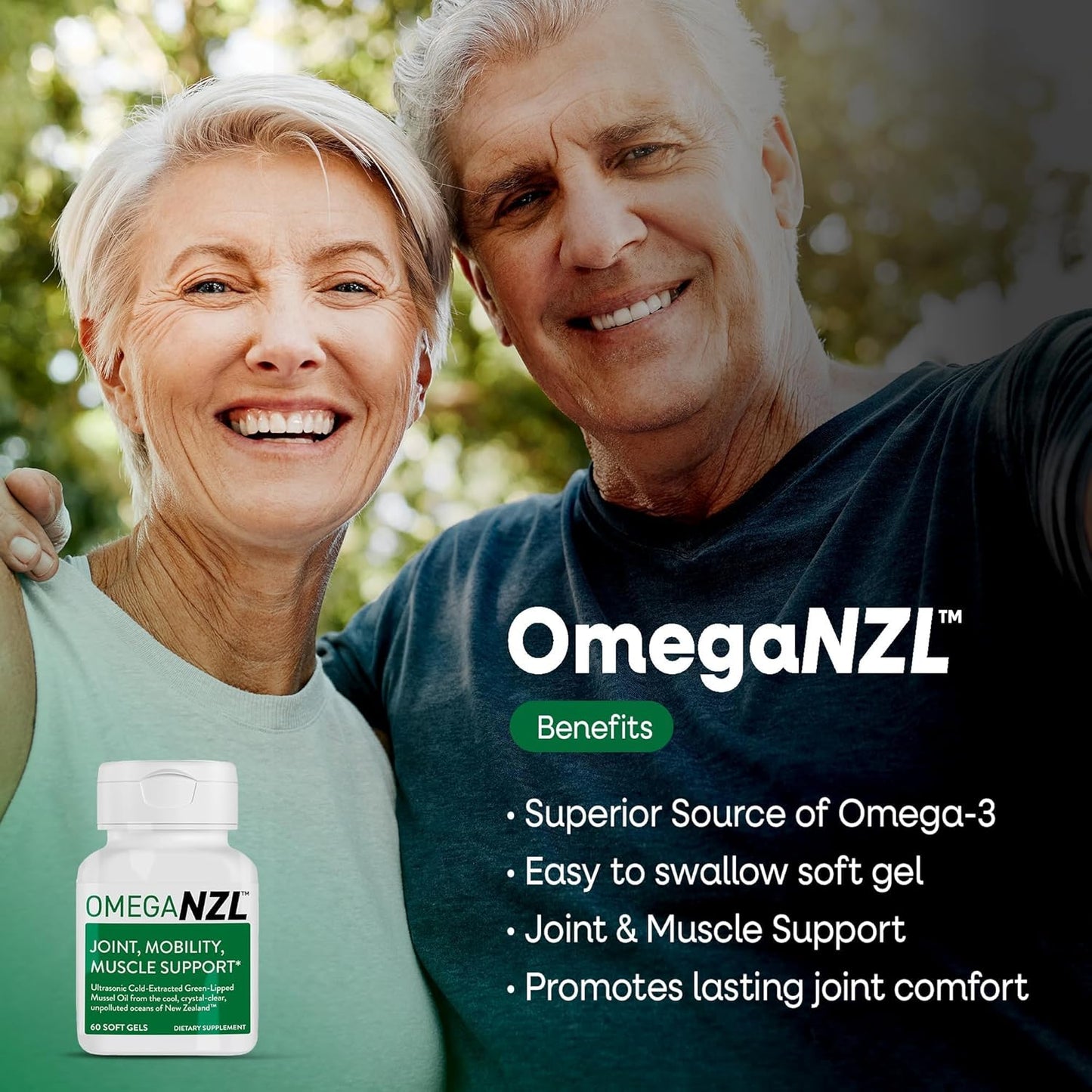 OmegaNZL Natural Joint Pain Relief Supplement, Green Lipped Mussel Oil, 60 Capsules