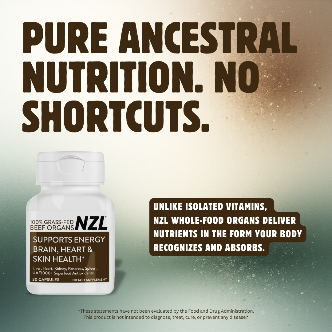 100% Grass-Fed Beef Organs NZL 30, Supports Energy, Brain, Heart & Skin Health, Liver, Heart, Kidney, Pancreas, Spleen, UAF1000+ Super Antioxidants
