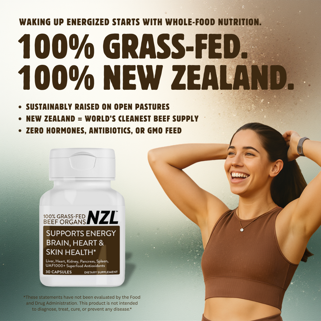 100% Grass-Fed Beef Organs NZL 30, Supports Energy, Brain, Heart & Skin Health, Liver, Heart, Kidney, Pancreas, Spleen, UAF1000+ Super Antioxidants
