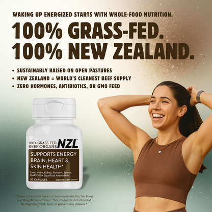 100% Grass-Fed Beef Organs NZL 30, Supports Energy, Brain, Heart & Skin Health, Liver, Heart, Kidney, Pancreas, Spleen, UAF1000+ Super Antioxidants