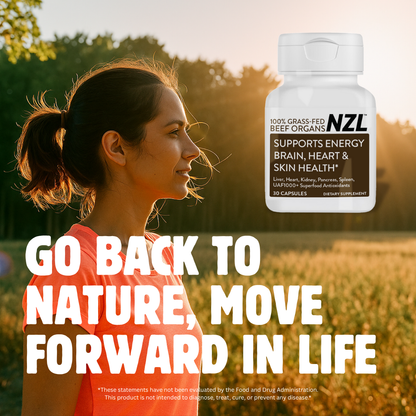 100% Grass-Fed Beef Organs NZL 30, Supports Energy, Brain, Heart & Skin Health, Liver, Heart, Kidney, Pancreas, Spleen, UAF1000+ Super Antioxidants