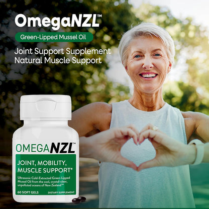 OmegaNZL Natural Joint Pain Relief Supplement, Green Lipped Mussel Oil,  60 Capsules