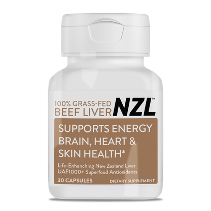 100% Grass-Fed Beef Liver NZL 30 Supports Energy, Brain, Heart & Skin Health, Life Enhanching New Zealand Liver, UAF1000+ Super Antioxidants