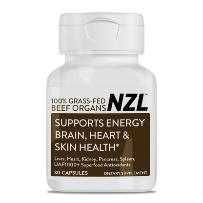 100% Grass-Fed Beef Organs NZL 30, Supports Energy, Brain, Heart & Skin Health, Liver, Heart, Kidney, Pancreas, Spleen, UAF1000+ Super Antioxidants