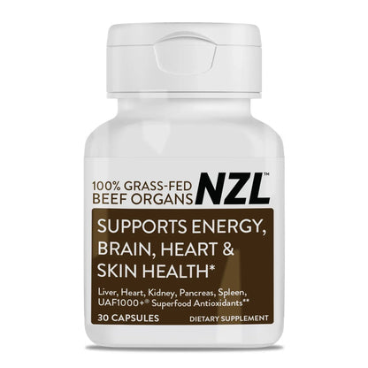 100% Grass-Fed Beef Organs NZL 30, Supports Energy, Brain, Heart & Skin Health, Liver, Heart, Kidney, Pancreas, Spleen, UAF1000+ Super Antioxidants