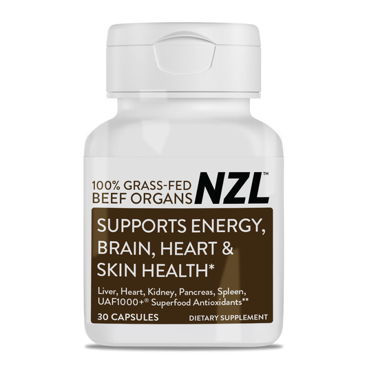 100% Grass-Fed Beef Organs NZL 30, Supports Energy, Brain, Heart & Skin Health, Liver, Heart, Kidney, Pancreas, Spleen, UAF1000+ Super Antioxidants