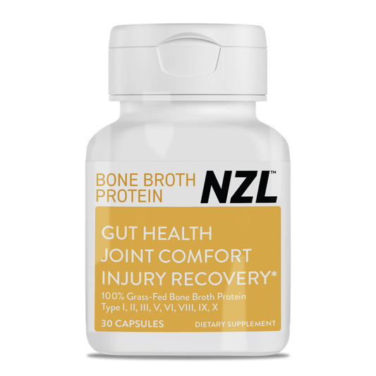 Bone Broth Protein NZL, 100% Grass-Fed New Zealand Cattle Source, Hydrolyzed, Joint, Skin, Hair & Nail Support, Amino Acids, Anti-Aging 30 Capsules