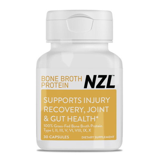 Bone Broth Protein NZL, 100% Grass-Fed New Zealand Cattle Source, Hydrolyzed, Joint, Skin, Hair & Nail Support, Amino Acids, Anti-Aging 30 Capsules