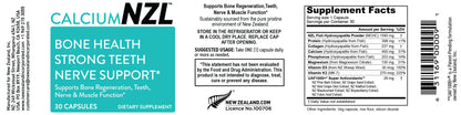 Calcium NZL, New Zealand Natural Raw Calcium Supplement for Bones, Teeth, Gut Health, & Cardiovascular Support, Phosphorus, Magnesium, Collagen, Selenium, 30 Capsules