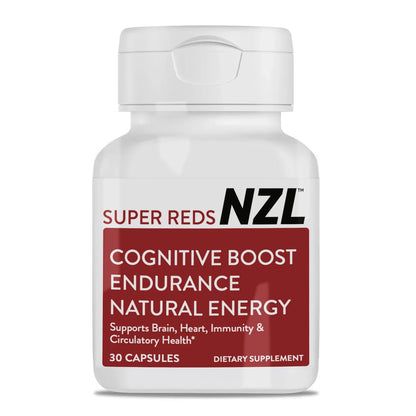 Cápsulas NZL Super Reds, superalimento energético totalmente natural de Nueva Zelanda, frutas rojas, verduras y remolacha esenciales, antioxidantes, enzimas, suplementos energéticos, 30 cápsulas 
