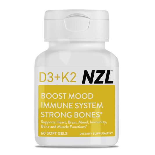 Vitamin D3 & K2 NZL, High Potency D3 2000IU and K2 (MK7) 80mcg, Unique Vitamin D3 from 100% New Zealand Sheep's Wool Lanolin. Cardiovascular Support & Bone Health, 60 Softgels
