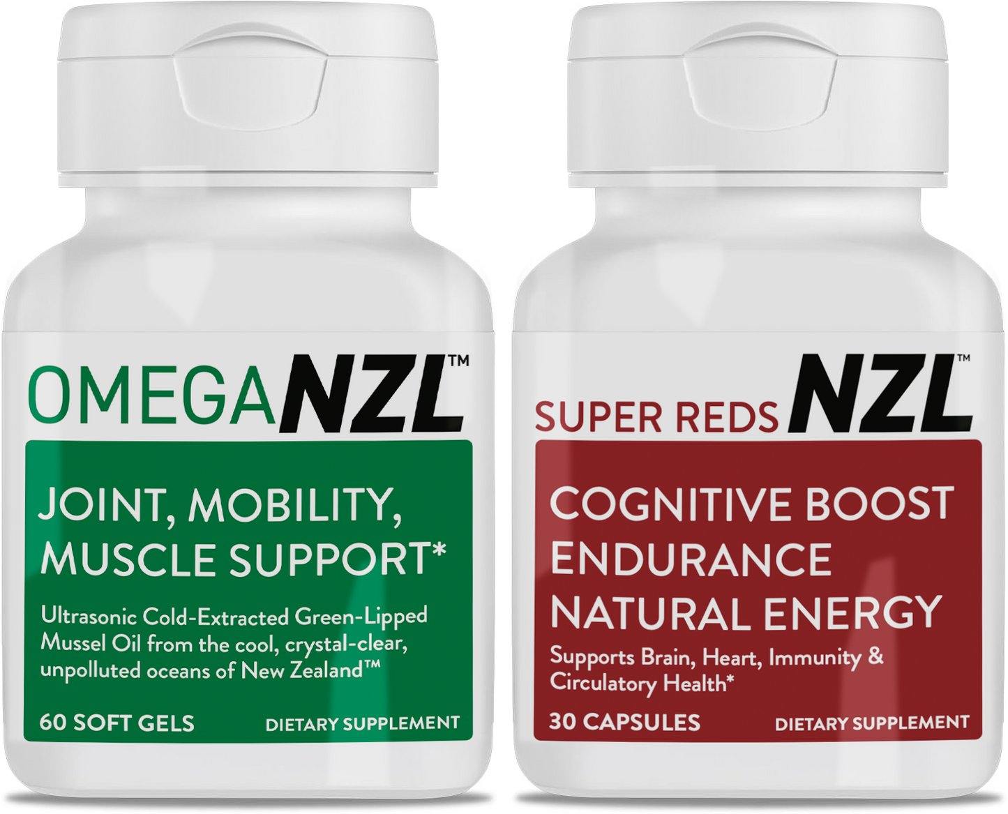 OmegaNZL Natural Joint Pain Relief Supplement, Green Lipped Mussel Oil + Superreds Duopack