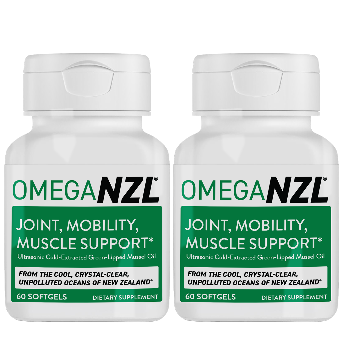 OmegaNZL Natural Joint Pain Relief Supplement, Green Lipped Mussel Oil, Up to 53 times more effective than standard green-lipped mussel oil* (120 SOFTGELS - 2 bottles)