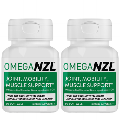 OmegaNZL Natural Joint Pain Relief Supplement, Green Lipped Mussel Oil, Up to 53 times more effective than standard green-lipped mussel oil* (120 SOFTGELS - 2 bottles)