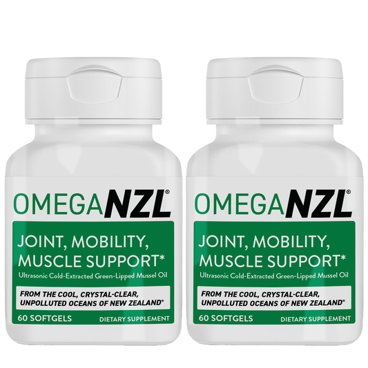 OmegaNZL Natural Joint Pain Relief Supplement, Green Lipped Mussel Oil, Up to 53 times more effective than standard green-lipped mussel oil* (120 SOFTGELS - 2 bottles)