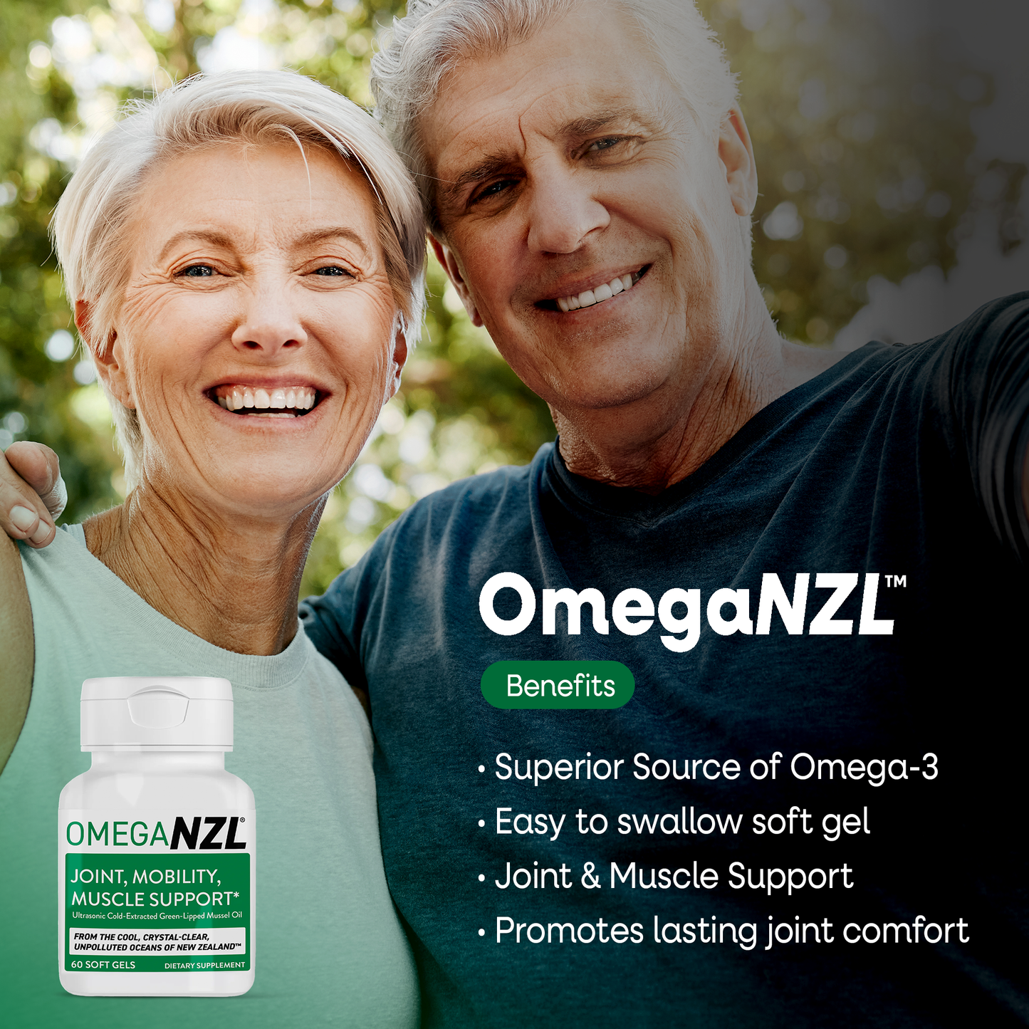 OmegaNZL Natural Joint Pain Relief Supplement, Green Lipped Mussel Oil, Up to 53 times more effective than standard green-lipped mussel oil* (120 SOFTGELS - 2 bottles)